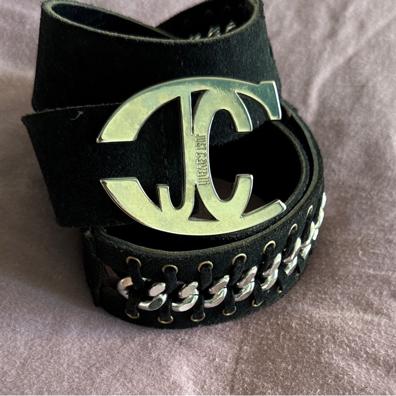 Just Cavalli Black And Silver Women's Belt